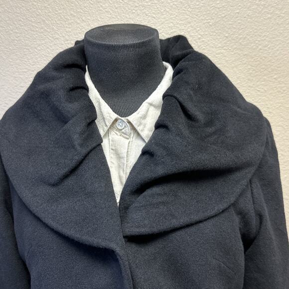 VTG Fleurette Loro Piana Sz 6 Wool Cashmere Blend Black Coat Quiet Luxury - Picture 2 of 13